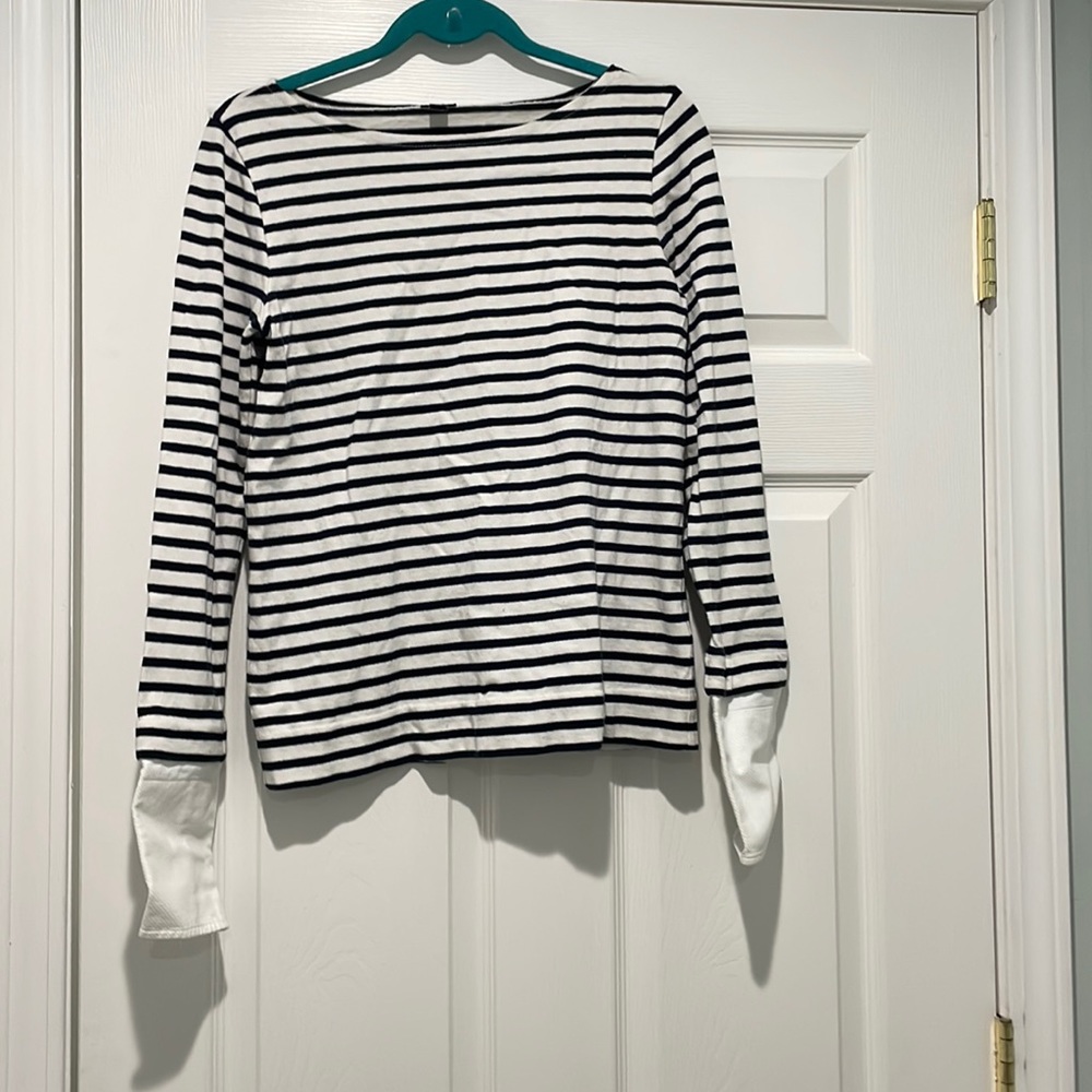 Jcrew Navy and white striped top